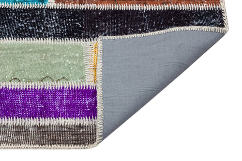 Iskece 34175 Beige Patchwork Wool Handmade Area Rug 4'11" x 7'8"