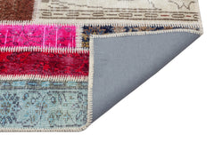 Iskece 34177 Beige Patchwork Wool Handmade Area Rug 5'3" x 7'7"