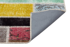 Iskece 34178 Beige Patchwork Wool Handmade Area Rug 5'2" x 7'9"