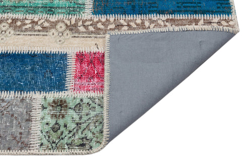 Iskece 34189 Beige Patchwork Wool Handmade Area Rug 5'0" x 7'5"