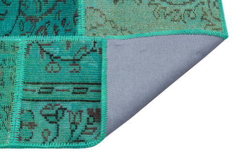 Iskece 34192 Green Vintage Wool Handmade Area Rug 5'3" x 7'7"