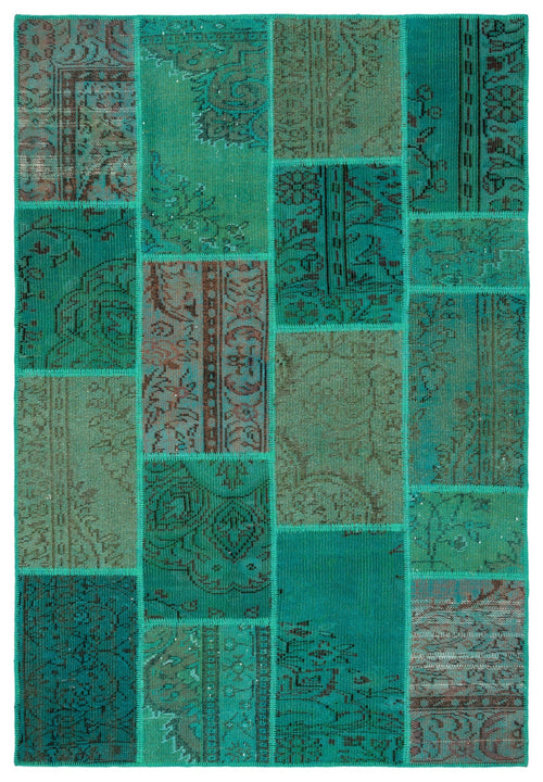 Iskece 34192 Green Vintage Wool Handmade Area Rug 5'3" x 7'7"