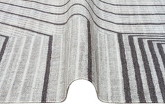 Washable Cotton Kilim - Grey Geometric Double Sided Flatweave Rug With Jute Straw Look