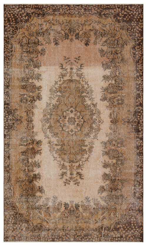 Atina Beige Vintage Wool Handmade Area Rug 5'7" x 10'0"