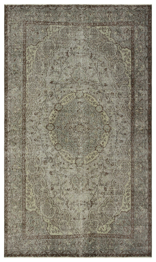 Atina Grey Vintage Wool Handmade Area Rug 5'6" x 8'11"