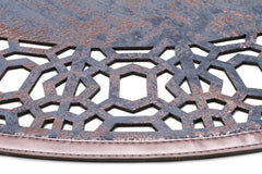 Modern Leather Rug – Blue Artificial Leather Carpet With Shiny Bordered Design