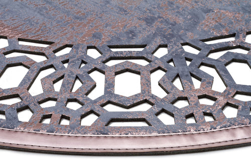 Modern Leather Rug – Blue Artificial Leather Carpet With Shiny Bordered Design