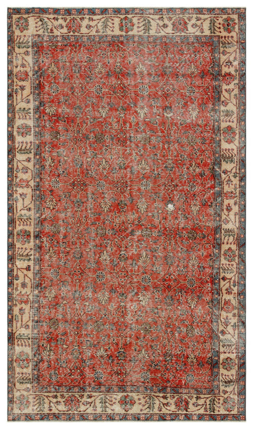 Atina Red Vintage Wool Handmade Area Rug 5'5" x 8'4"