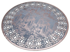 Modern Leather Rug – Blue Artificial Leather Carpet With Shiny Bordered Design