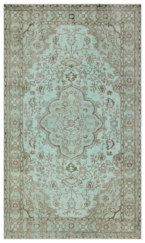 Atina Green Vintage Wool Handmade Area Rug 5'5" x 9'3"