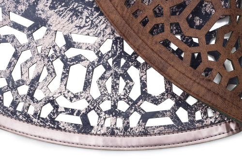 Modern Leather Rug – Blue Artificial Leather Carpet With Shiny Bordered Design