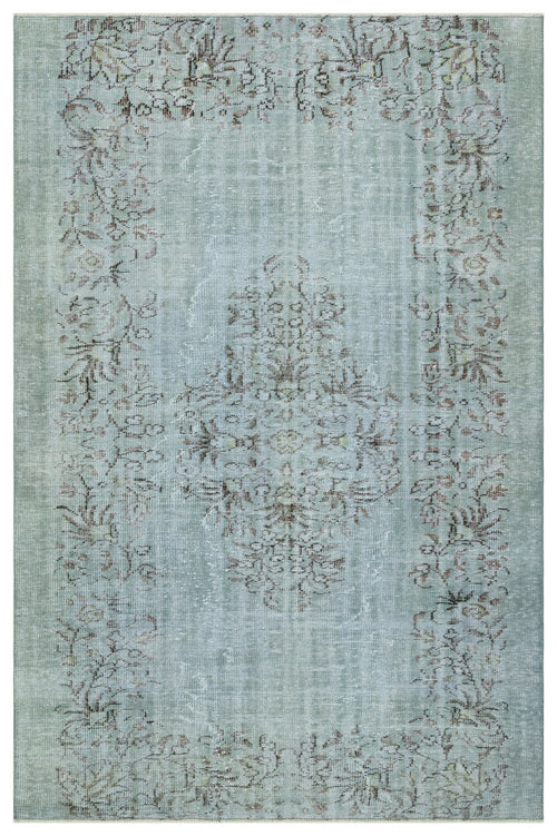 Atina Blue Vintage Wool Handmade Area Rug 6'1" x 9'3"