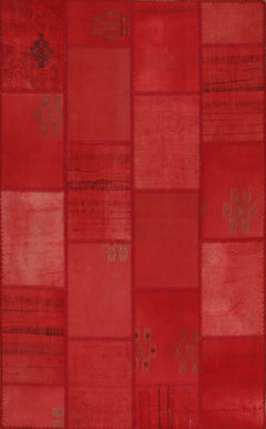 Handmade Patchwork Rug - Red Cotton Area Rug | Flatweave, Anti Slip, Durable