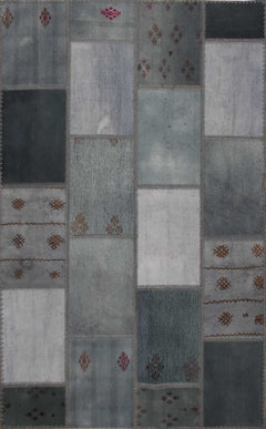 Handmade Patchwork Rug – Grey Cotton Area Rug | Flatweave Hemp Carpet