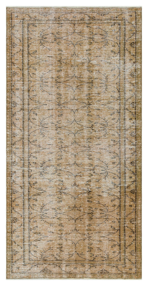 Atina Brown Vintage Wool Handmade Area Rug 3'6" x 6'9"