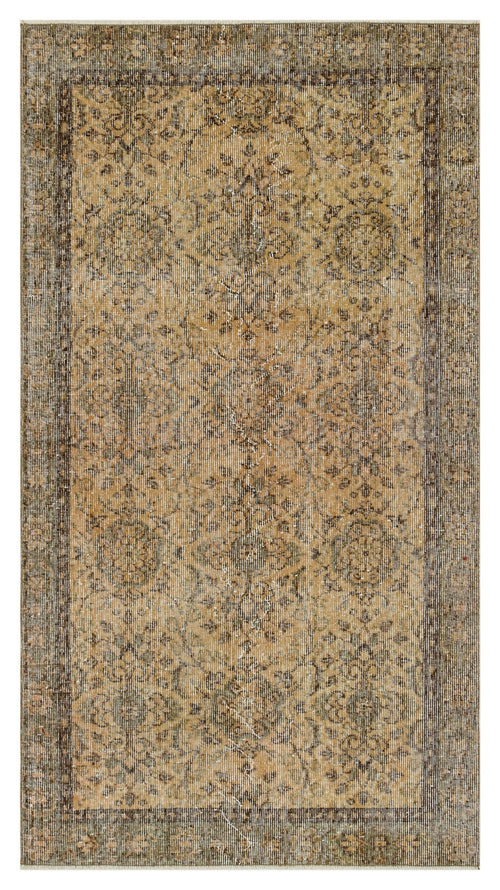 Atina Beige Vintage Wool Handmade Area Rug 3'7" x 6'7"