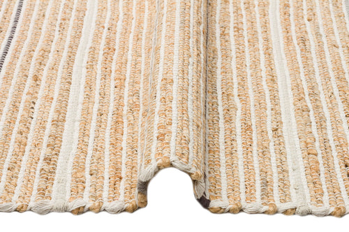 Handmade Jute Rug - Beige Striped Natural Jute Carpet With Soft Texture
