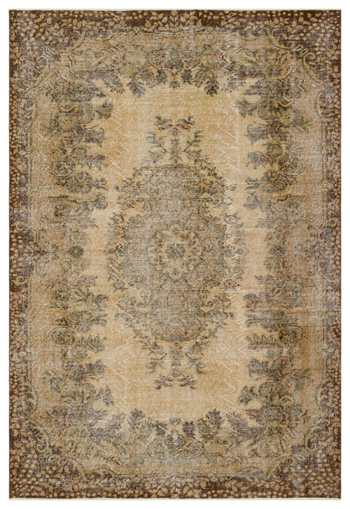 Atina Brown Vintage Wool Handmade Area Rug 5'8" x 8'6"