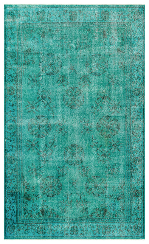 Atina Turquoise Vintage Wool Handmade Area Rug 5'4" x 8'10"