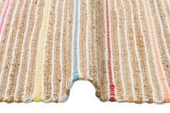 Handmade Jute Rug – Beige Striped Natural Jute Carpet | Soft Texture, Dust Free