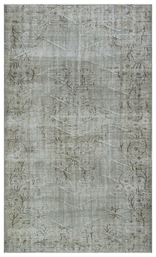 Atina Grey Vintage Wool Handmade Area Rug 6'3" x 8'8"