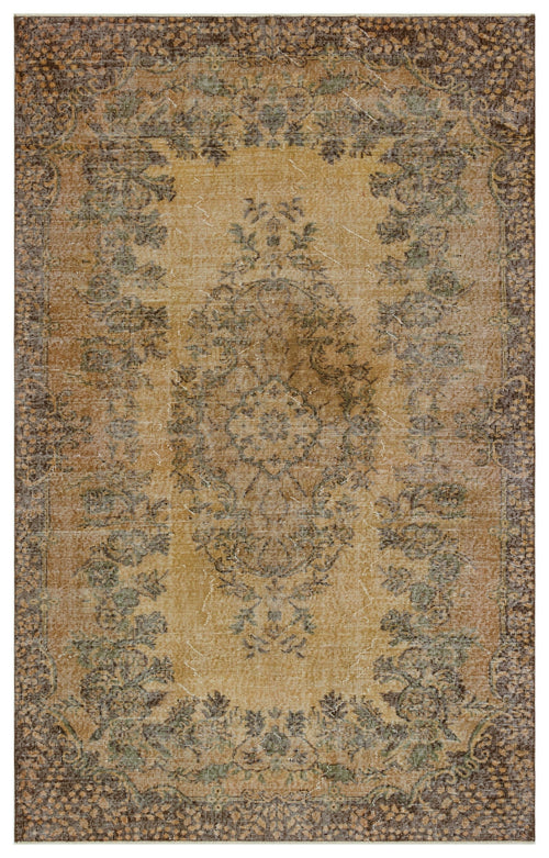 Atina Brown Vintage Wool Handmade Area Rug 5'9" x 9'1"