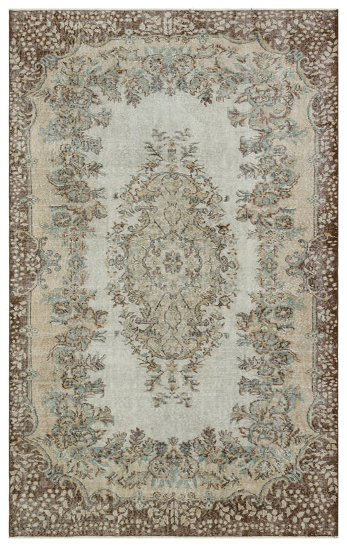 Atina Su Greeni Vintage Wool Handmade Area Rug 5'10" x 9'1"