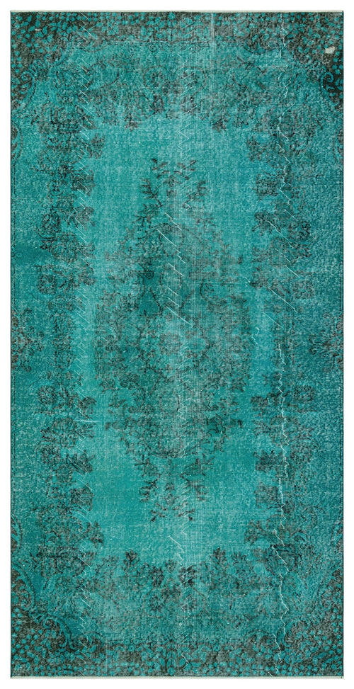 Atina Turquoise Vintage Wool Handmade Area Rug 4'11" x 9'11"