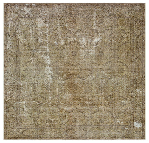 Atina Brown Vintage Wool Handmade Area Rug 6'3" x 6'5"