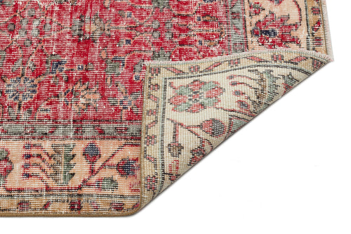 Atina Red Vintage Wool Handmade Area Rug 5'5" x 9'1"