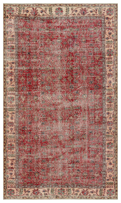 Atina Red Vintage Wool Handmade Area Rug 5'5" x 9'1"