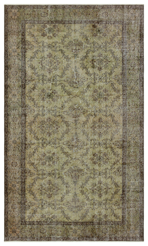 Atina Green Vintage Wool Handmade Area Rug 5'1" x 8'8"