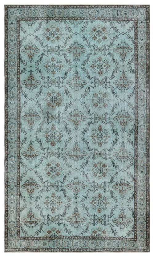 Atina Green Vintage Wool Handmade Area Rug 4'11" x 8'7"