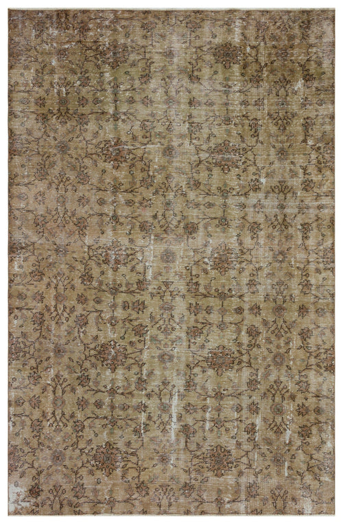 Atina Brown Vintage Wool Handmade Area Rug 6'4" x 9'3"