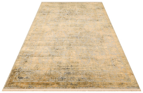 Vintage Area Rug – Lecce Gold Overdyed Machine Made Rug With Soft Silky Carpet