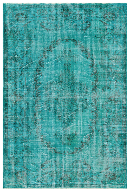 Atina Turquoise Vintage Wool Handmade Area Rug 6'0" x 8'9"