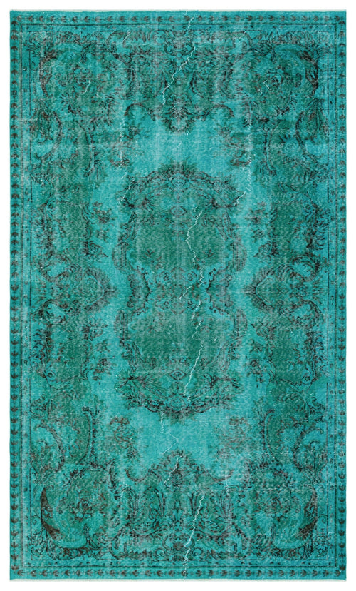 Atina Turquoise Vintage Wool Handmade Area Rug 5'2" x 8'9"