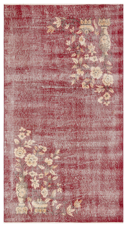 Atina Red Vintage Wool Handmade Area Rug 3'10" x 6'10"