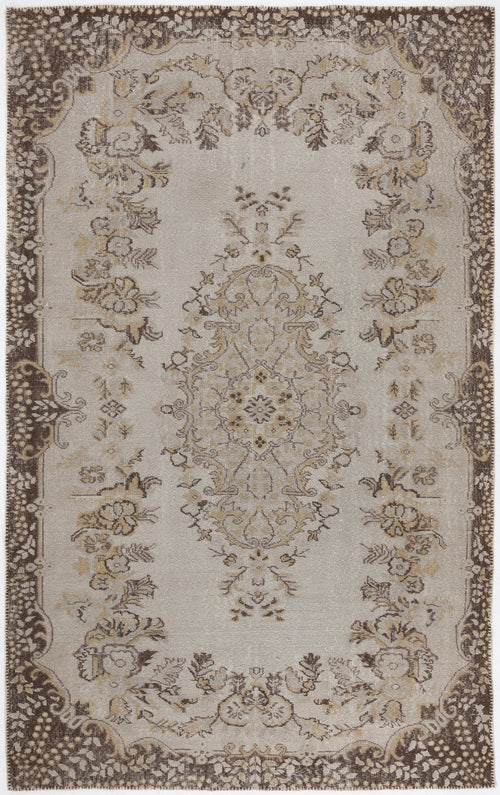 Atina Beige Vintage Wool Handmade Area Rug 6'1" x 9'8"