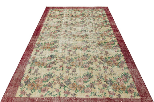 Atina Beige Vintage Wool Handmade Area Rug 5'5" x 9'1"