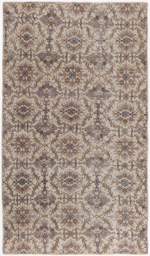 Atina Beige Vintage Wool Handmade Area Rug 4'8" x 8'2"
