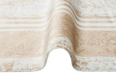 Machine Made Area Rug – Washable Non Slip Cream Frame Rug With Soft Texture