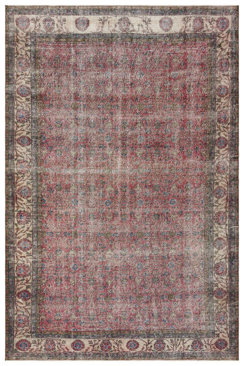 Atina Red Vintage Wool Handmade Area Rug 7'2" x 10'7"