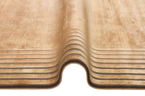 Gold Cotton Area Rug - Machine Made Classic Geometric Flatweave Rug, Non Slip