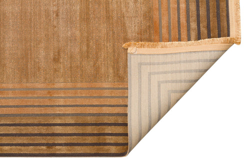 Gold Cotton Area Rug - Machine Made Classic Geometric Flatweave Rug, Non Slip