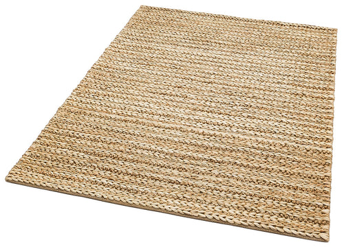 Beige Jute Rug - Hand Woven Natural Fiber Striped Area Rug for Living Room