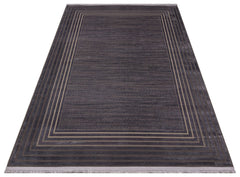 Grey Cotton Area Rug – Machine Made Classic Flatweave Non Slip Carpet