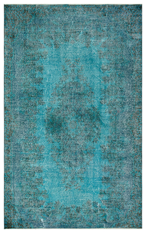 Atina Turquoise Vintage Wool Handmade Area Rug 5'4" x 8'7"