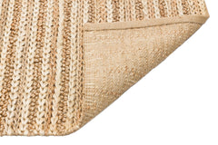 Beige Jute Rug - Hand Woven Natural Fiber Striped Area Rug for Living Room