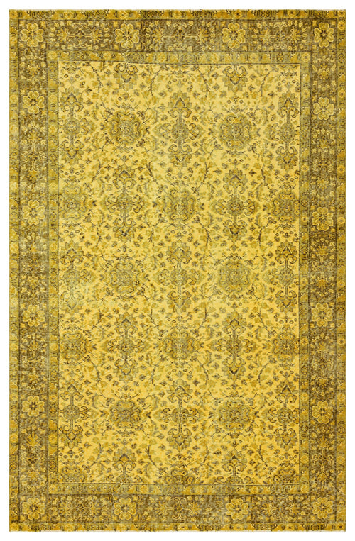 Atina Yellow Vintage Wool Handmade Area Rug 4'2" x 11'6"